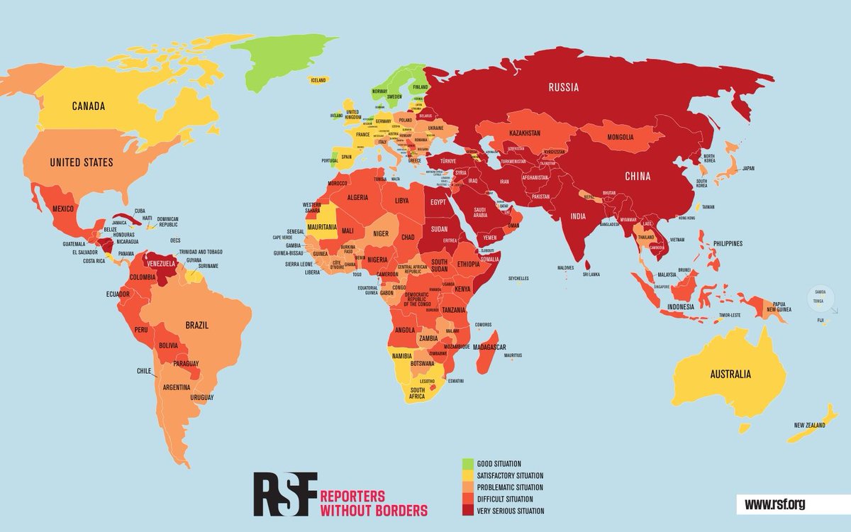1/ JUST IN: #HongKong has again ranked near the bottom of a global press freedom index, as watchdog Reporters Without Borders cited an “unprecedented series of setbacks” including newsroom closures & journalist arrests under the security law. #PressFreedomDay @rsf_inter