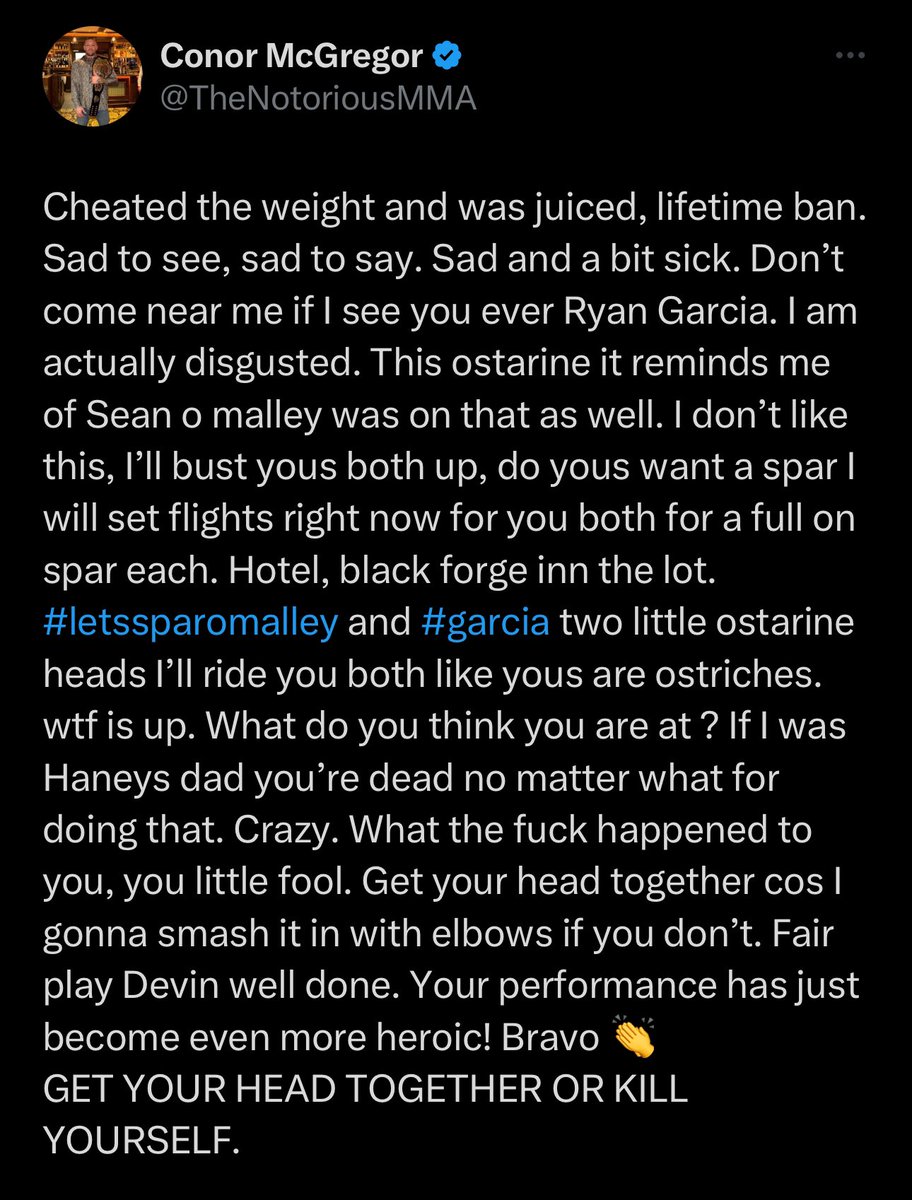 Conor McGregor just went wild on Ryan Garcia and Sean O’Malley 😳