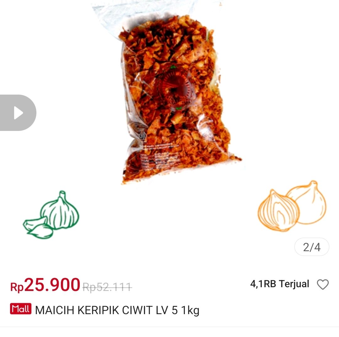 Enakkk udah beli
MAICIH KERIPIK CIWIT LV 5 1kg seharga Rp25.900. Dapatkan sekarang juga di Shopee! shope.ee/1B05bFdjOb