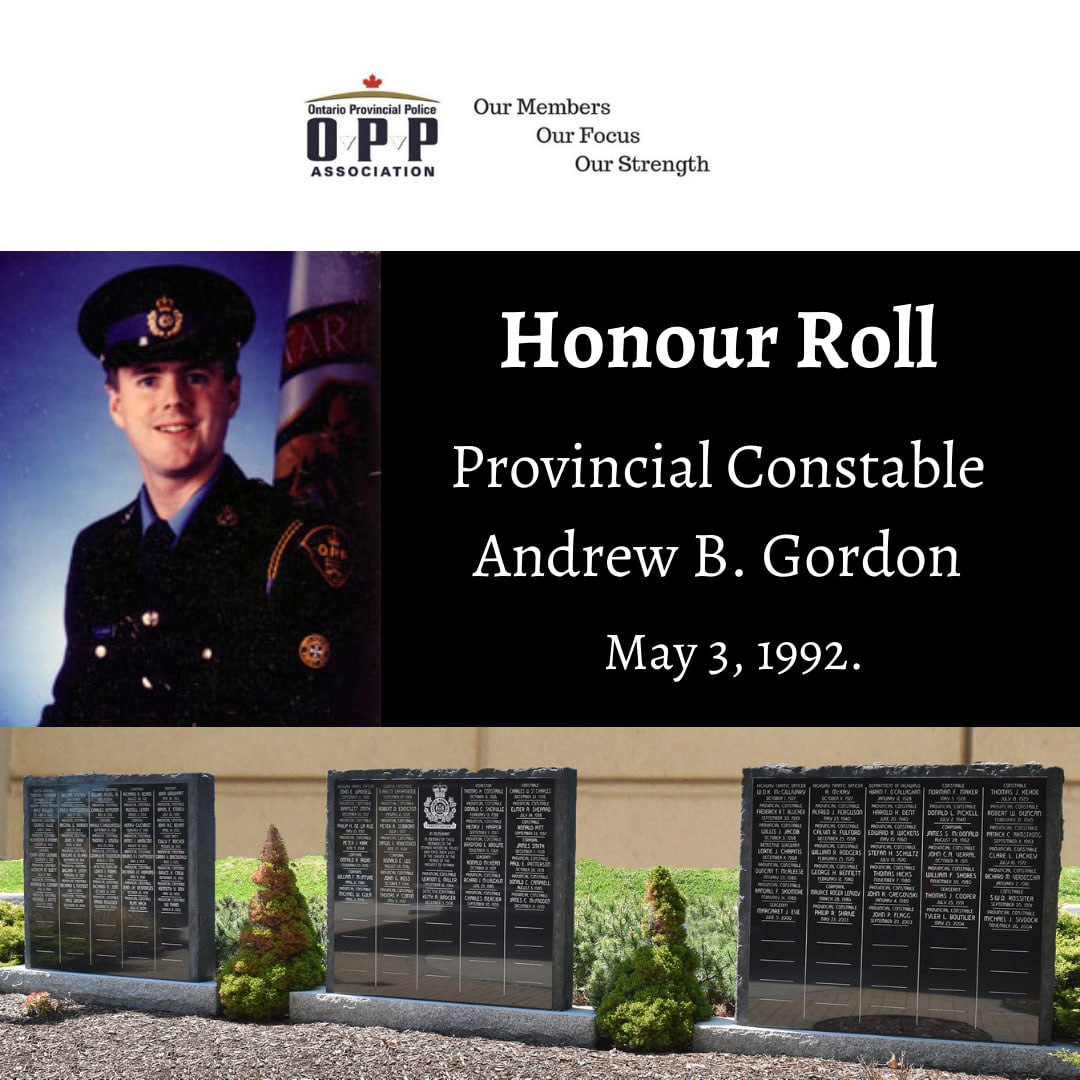 Provincial Constable Andrew Gordon and his partner were dispatched to investigate a minor hit and run collision in Marmora, Ontario on May 3, 1992. While travelling on Highway 62 they encountered a speeding oncoming vehicle that veered into the southbound lane slamming into the…