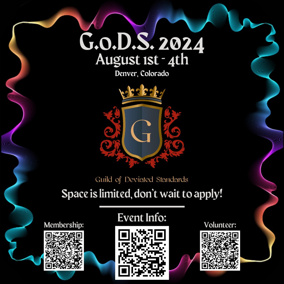 Join G.o.D.S. to connect with our amazing vendors, astounding presenters, and a sociable and approachable membership! We are in Denver, CO August 1st-4th, 2024! 

Apply now at guildofdeviatedstandards.com

#bdsmdenver #bdsmevents #kinkcommunity #leatherlife #bdsmlife #sexpositivity