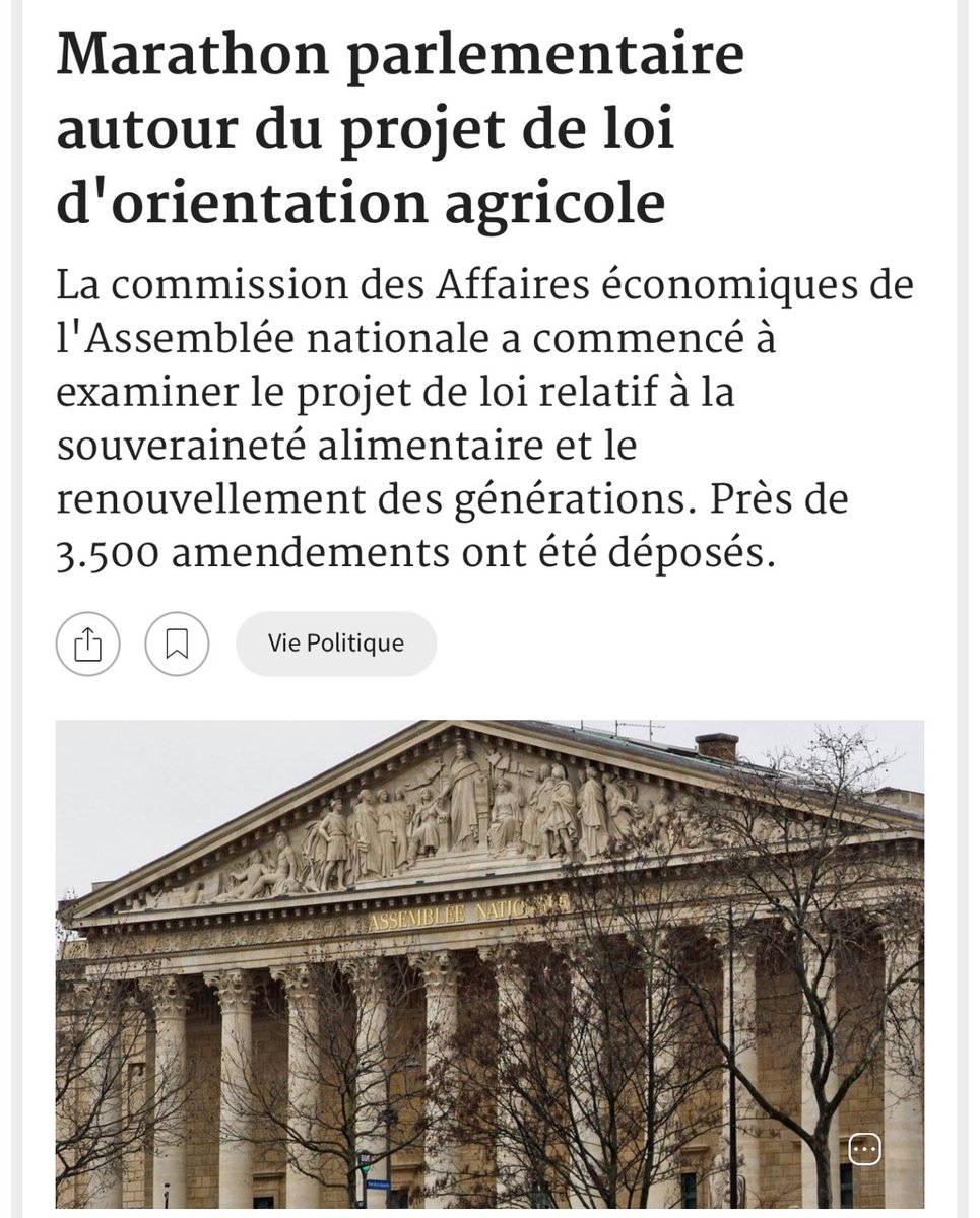 RVP #LOA du 03/05/24 (suite #OnMarcheSurLaTete) les 3 articles du jour à lire ⤵️ 

✅ Marathon parlementaire autour du projet de loi d'orientation agricole #LOA
lesechos.fr/politique-soci…