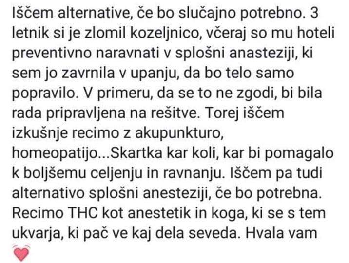 Kje je tu socialna služba. Baba zmešana bi 3-letnemu otroku zlom zdravila z akupunkturo. Babo zapret, otroka vzet in tudi ob volilno pravico jo spravit. Do tega pride, ko kmečka pamet ni prisotna.