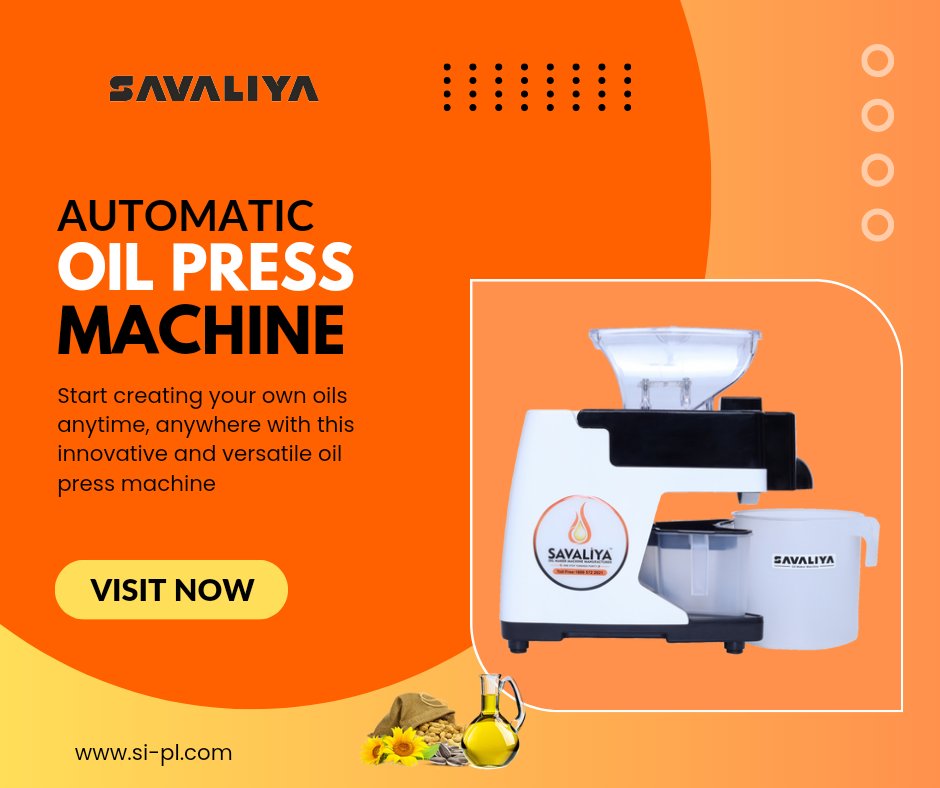 Start creating your own oils anytime, anywhere with this innovative and versatile oil press machine. Order yours now and experience the freedom of oil extraction on the go! #savaliyaoilmakermachine #oilmakermachine #oilpressmachine #oilexpeller