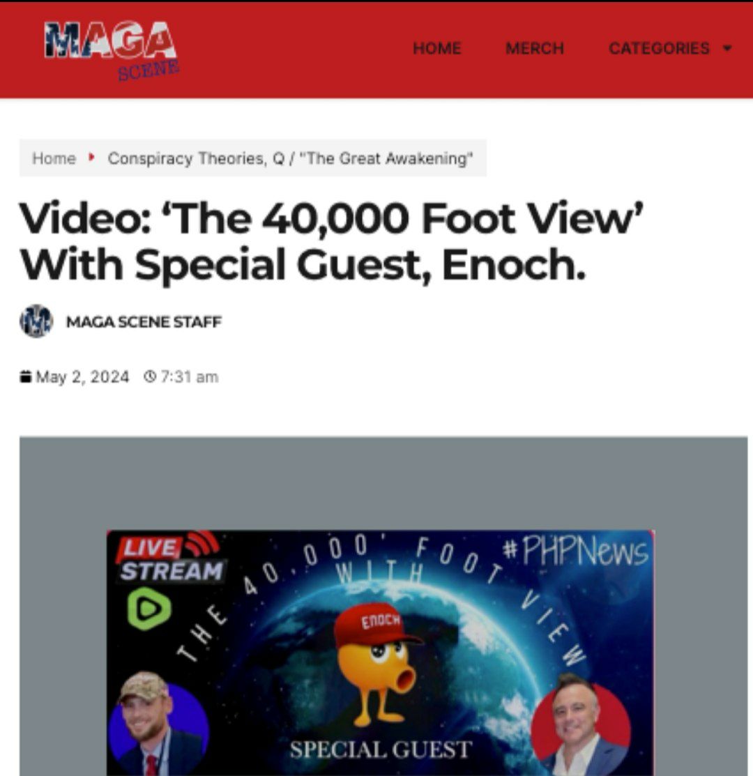 📌MAGA Scene 🇺🇸 Video: ‘The 40,000 Foot View’ With Special Guest, Enoch. 👇 magascene.us/video-the-4000… @NewsBlast17 @LiveFreeOrDieF3 @8traq_truth @fziamond @Just_Jodie7 @ScottZPatriot @MAGA_Scene Truth, X, & IG