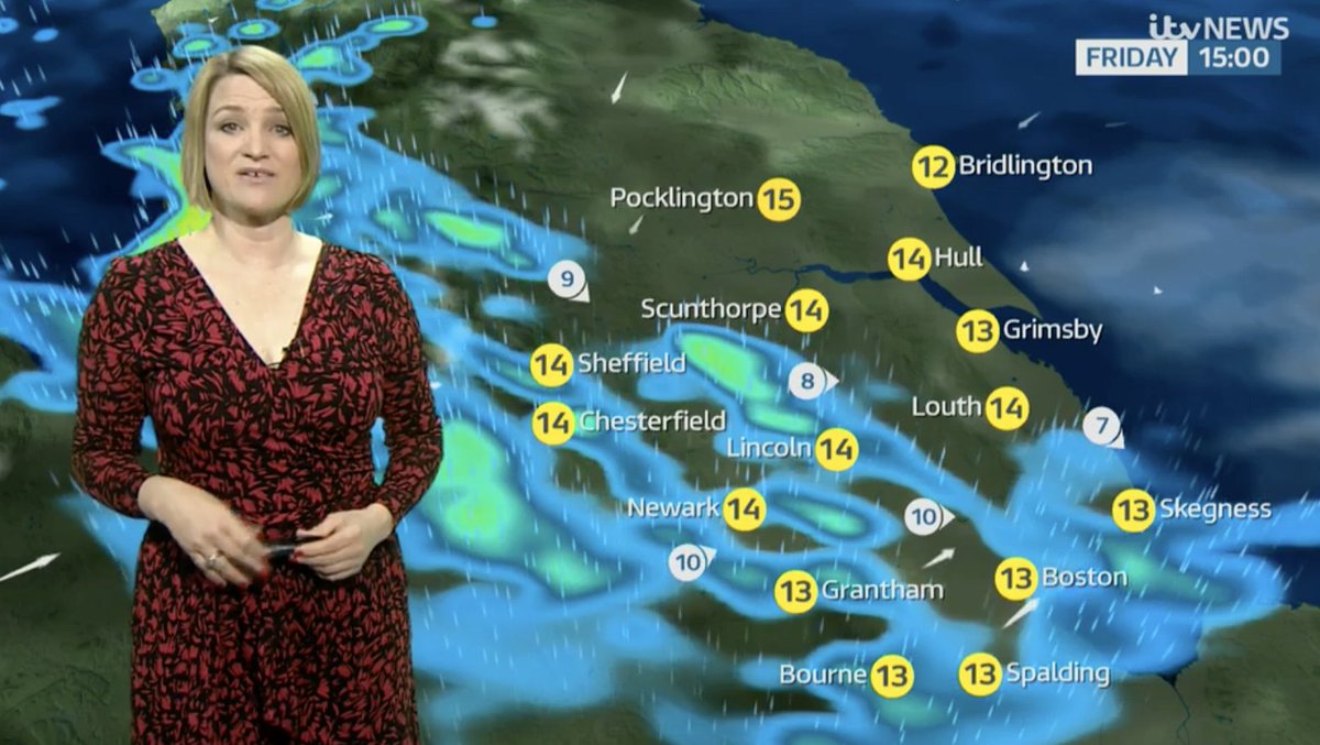 Good morning. #Weather: Cloudy & unsettled, with bands of heavy showers pushing west, possibly turning thundery. Highs 15°C. @kerriegosneyTV has the details: itv.com/news/calendar/…