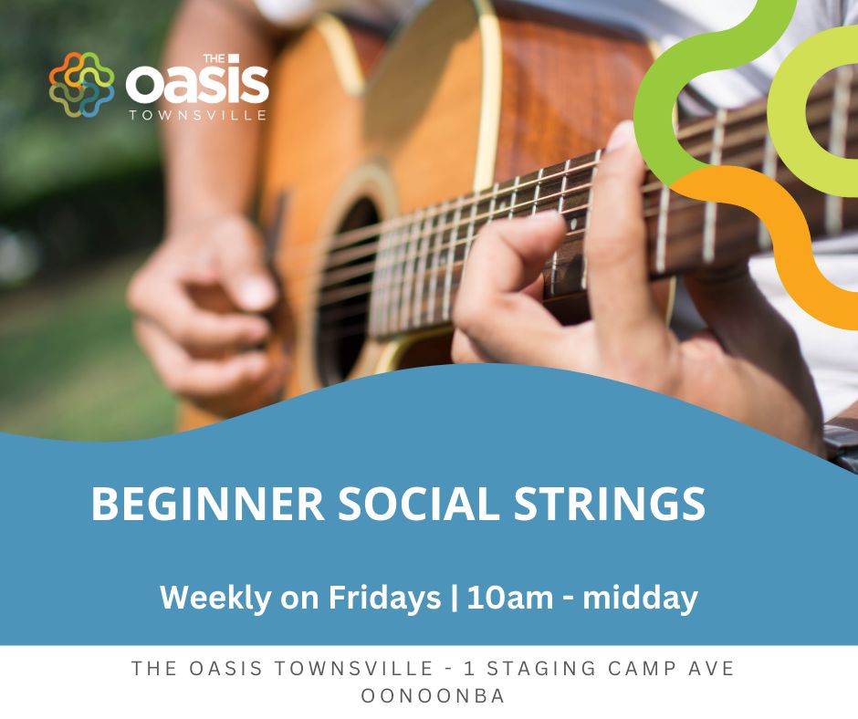 BEGINNER SOCIAL STRINGS - come along and learn the basis with our small group of acoustic guitar players.

WHEN: Friday, 10 May 
TIME: 10AM - 12PM 
WHERE: The Oasis Townsville 1 Staging Camp Ave, Oonoonba 

 REGISTER HERE >> buff.ly/4a1iPtx