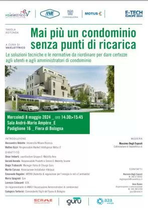 vaielettrico's tweet image. Mai più un condominio senza punti di ricarica🔌. E’ l’incipit della tavola rotonda organizzata da Vaielettrico con il patrocinio di #Anie  e #Motus-E, nella fiera #E-Tech E-#Charge di #Bologna (7-8 maggio a Bologna Fiere) vaielettrico.it/mai-piu-un-con…