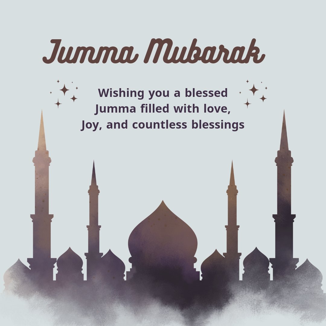 Jumma Mubarak to all! May this blessed Friday bring peace, happiness, and prosperity to your life. Remember to pray and spread kindness. #JummaMubarak #BlessedFriday