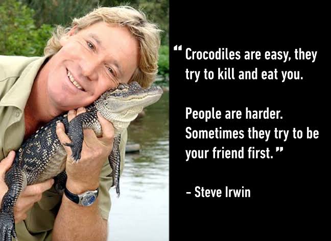 Before man vs bear, there was man vs crocodile. When asked to choose, Steve Irwin chose crocodile. 

STEVE
FUCKING
IRWIN

the reason is because he'd definitely get eaten by one, but men will try to manipulate him first before doing horrible things.