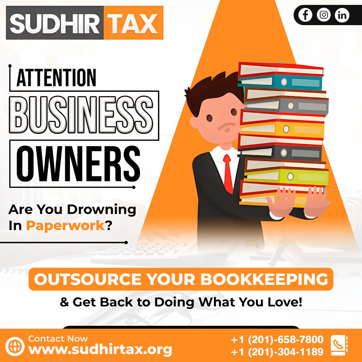 Is paperwork bogging you down? 

Outsource your bookkeeping to Sudhir Tax LLC and regain control of your time. 

Focus on what truly matters - growing your business.

#bookkeeping #outsourcing #businesswwners #sudhirtax #priyagupta #paperworkrelief #bookkeepingsolutions