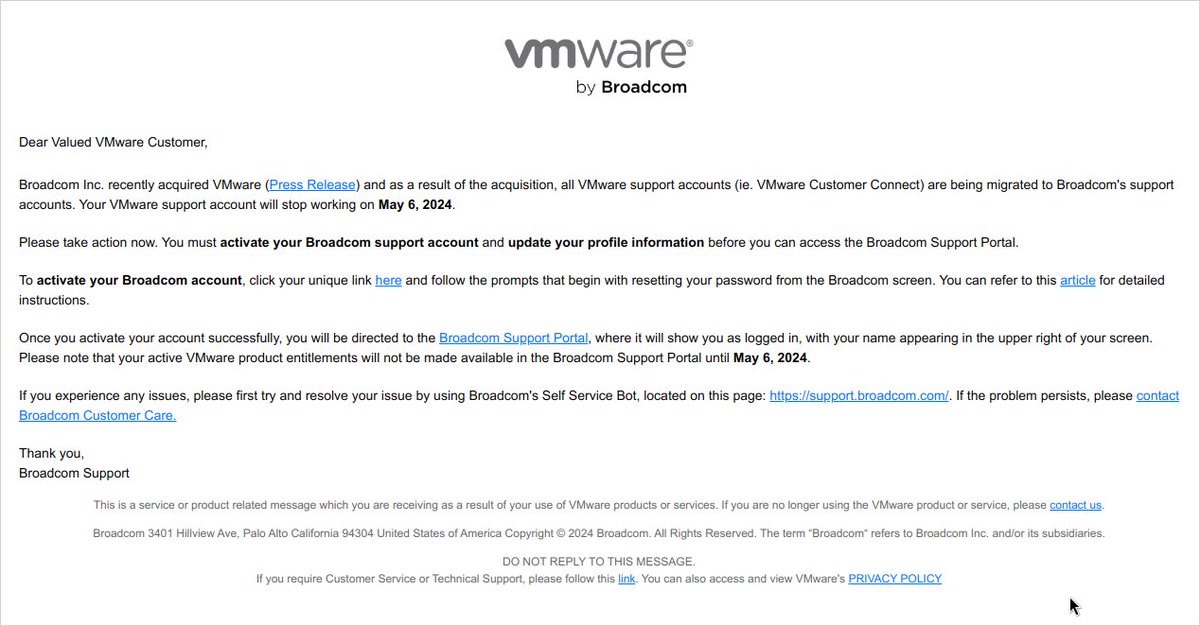 fuck off broadcom, i'm no longer a vmware customer