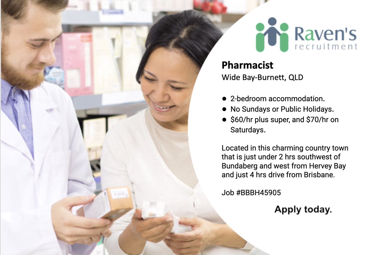 View and Apply: ravensrecruitment.com.au/job/pharmacist…
Phone: 1800 429 829 or +61 7 5509 5800
.
#communitypharmacy #pharmacy #pharmacist #recruitment #pharmacyjobs