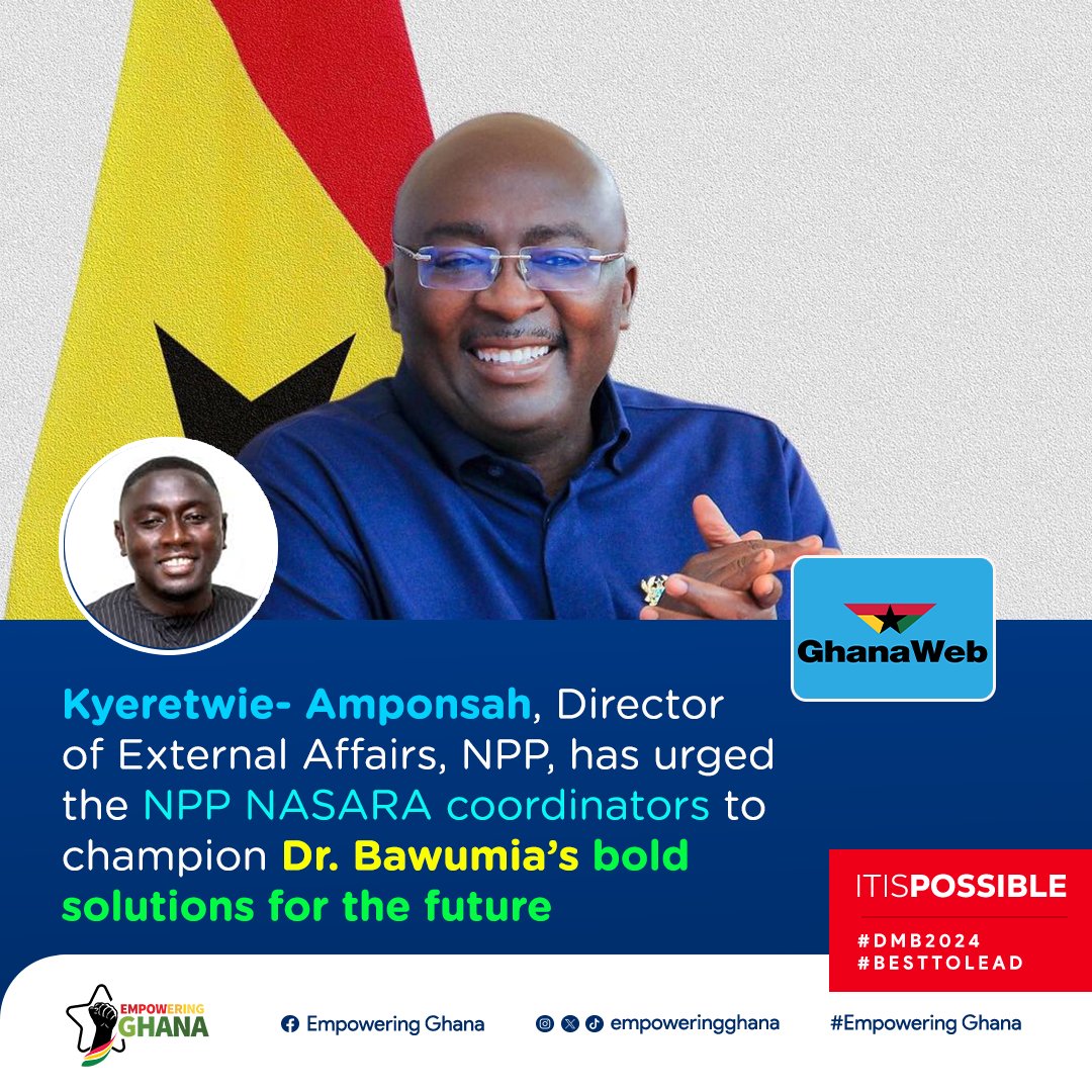 Securing victory for Dr. Bawumia is equal to securing a brighter future for Ghanaians. It Is Possible

#EmpoweringGhana #Ghana #Bawumia2024 #ItisPossible #NationBuilding #NPP #boldsolutionsforthefuture #ghanadecides #BuildingTheFuture #GhanasNextChapter #BreakingThe8WithBawumia