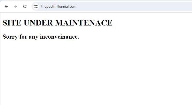 the Post Millennial website was hacked, and its entire user base leaked. 

The misspelling of maintenance and inconvenience on the current landing page is the chef's kiss.