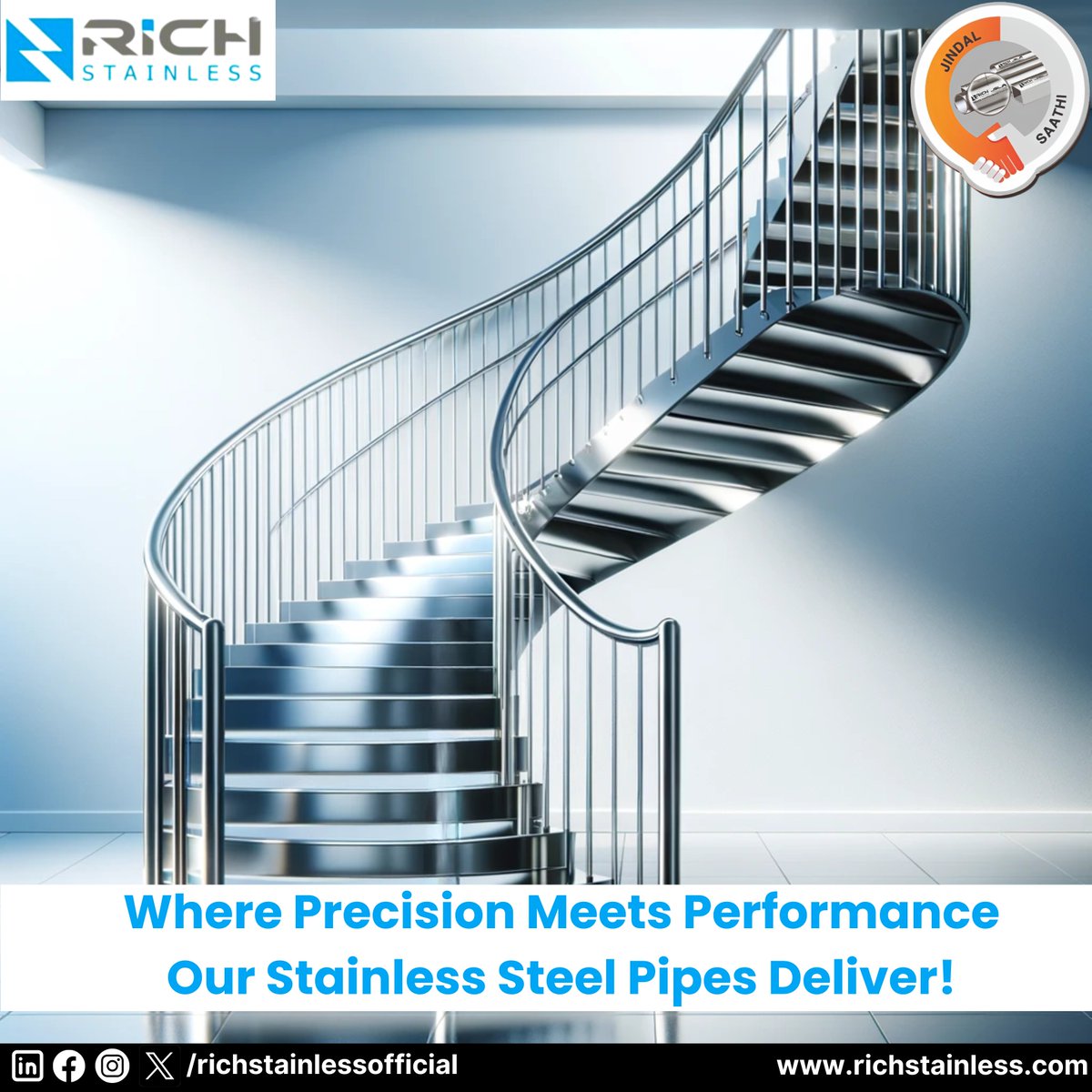 When integrity matters, count on our stainless steel pipes. Engineered for excellence. #stainlesssteel #metalfabrication #steelfabrication #stainlesssteelrailing #jindalsteel