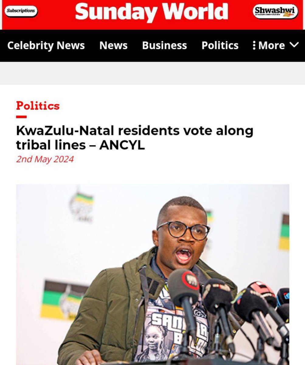 In 2019, KZN gave ANC, 2 million of its 10 million votes.  That without a single KZN official in the then Top 6.  With Ramaphosa as President.  Today they vote along tribal lines?