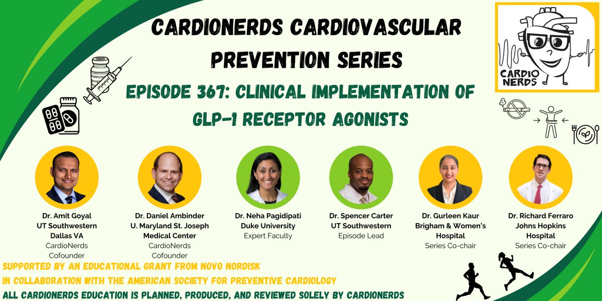 🎧 Don't miss the latest @Cardionerds GLP-1 receptor agonist episode‼️ Join @Gurleen_Kaur96, @RichardAFerraro, FIT lead @SpencerCarter55, & expert Dr. Neha Pagidipati as they explore the clinical implementation of GLP-1 receptor agonists. cardionerds.com/367-glp-1-agon…