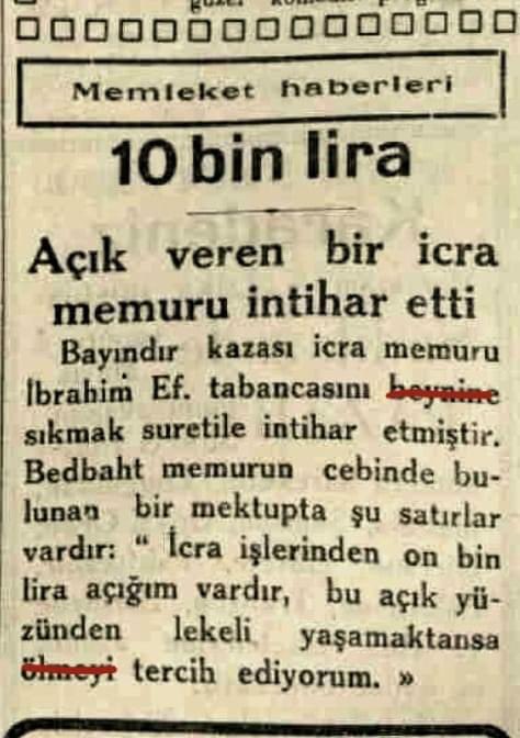 Aynen günümüzün siyasetçiler gibi !! '10 bin lira' için.. 1930'da bir Memurun maaşı ne kadardı ki? 2 Mayıs 1930 Tarihli Vakit Gazetesi'nin 5. sayfa haberi.