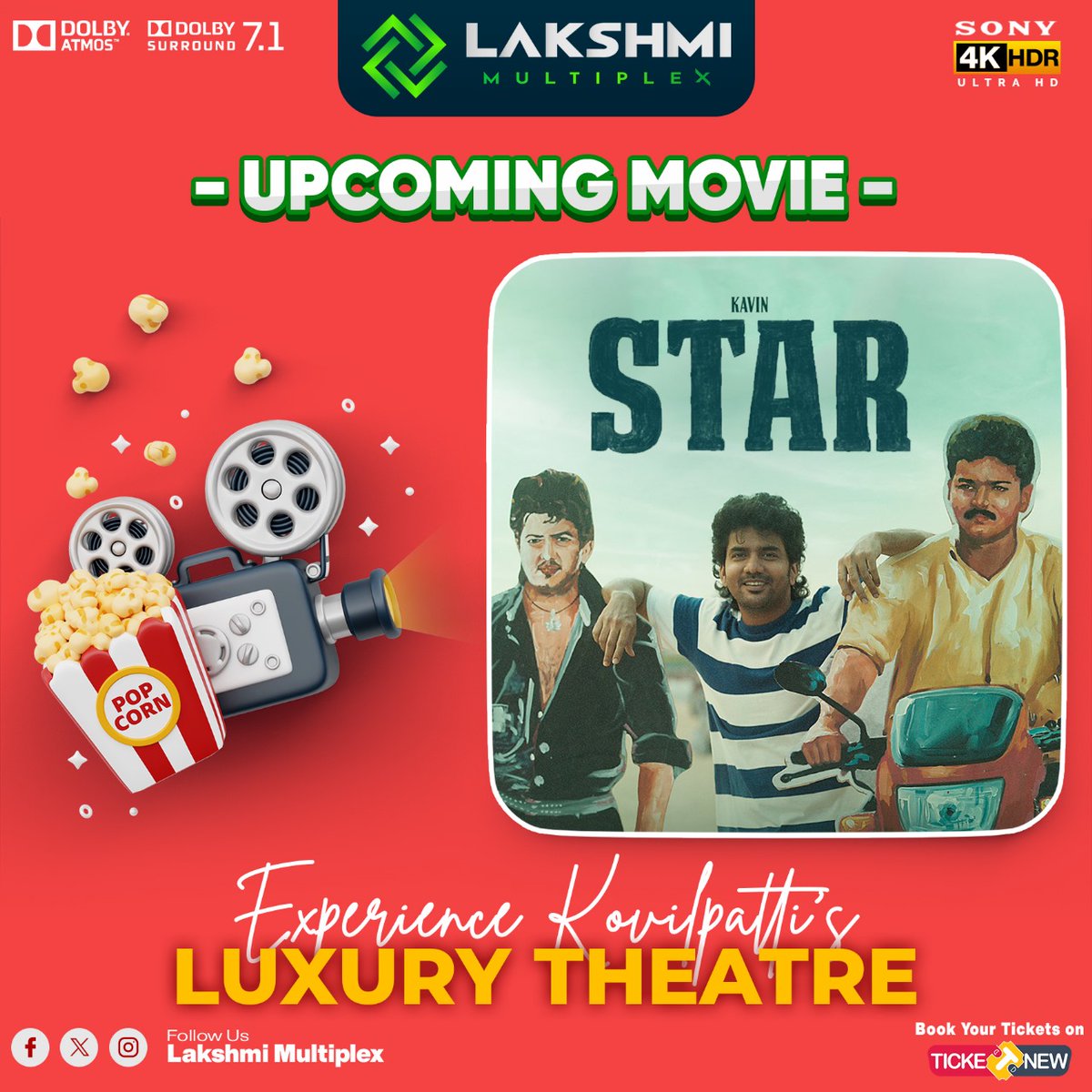 Upcoming movies #kavinstar Experience kovilpattis luxury theatre 🤩 Book your tickets now @TicketNew #lakshmimultiplex