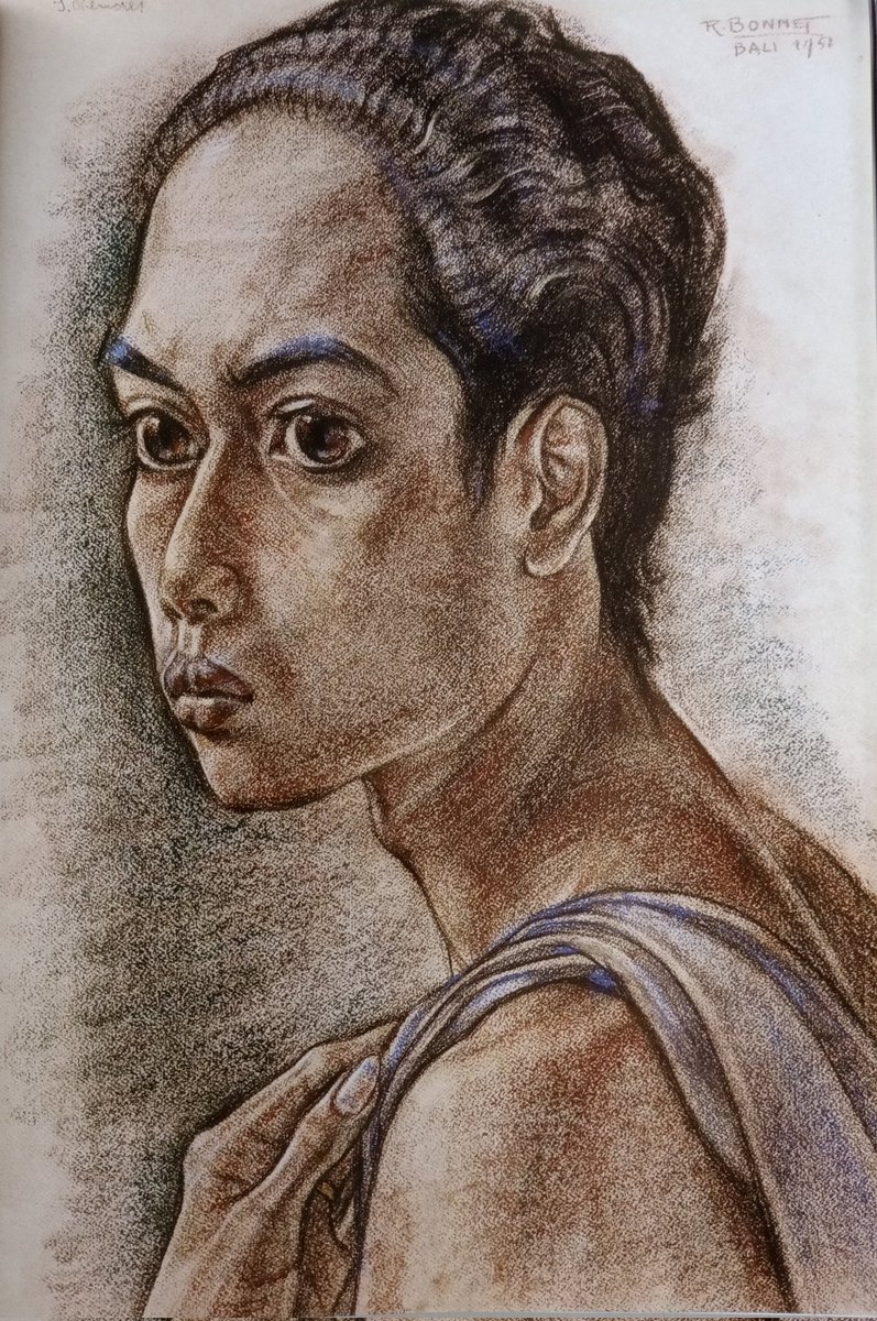 Potrait of the Sculpture / Wayan Pendet, pastel on paper.
By Rudolf Bonnet, Dutch painter living in Bali 1895 - 1978