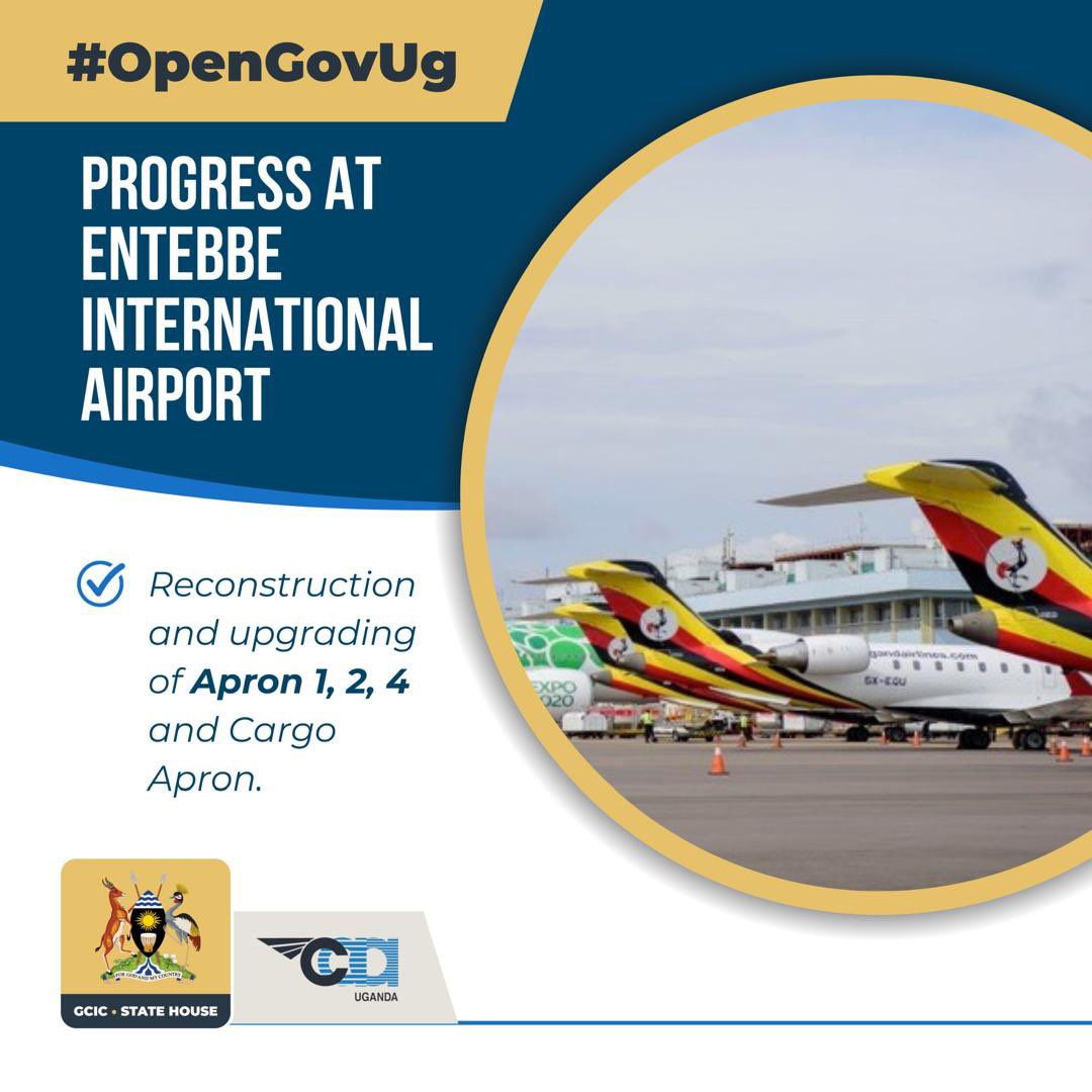 Progress at the Entebbe International Airport: ✅ New passenger 20,000 sq. metre terminal building enhanced from the current maximum capacity of 2m passengers a year to at least 3.5m ✅ Completed 100,000 tones cargo centre, that is now fully operational ✅ Completed works for…