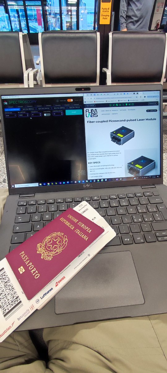 At @fcoairport ✈️  #Rome heading to 📍 @CLEOConf 2024 in #Charlotte #NC to showcase our portable #picosecond (ps) #PW #lasers and devices for #fluorescence lifetime analysis #FLA #Biophotonics #Photonics - Meet us at Booth #4!