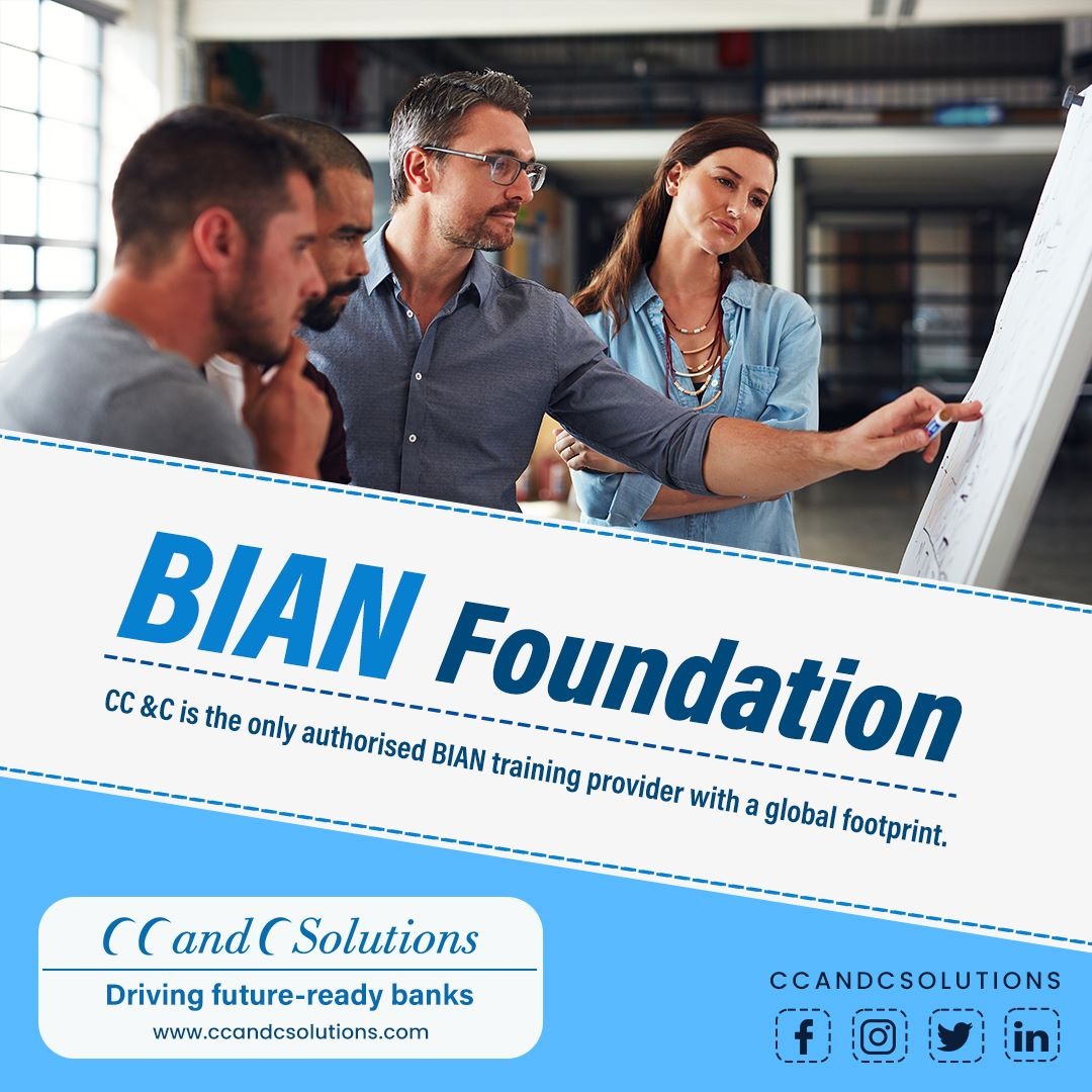 CC & C is the only authorised BIAN training provider with a global footprint.
For more details visit : ccandcsolutions.com

#CCandCSolutions #CCandC #ITArchitecture #ITConsultingServices #Bian #CertificationCourse #ITTraining #BizzDesign #EnterpriseArchitecture