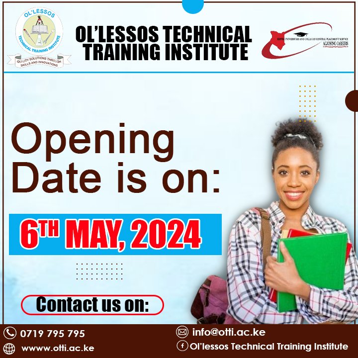 Kindly note that we will be resuming on 6th of this month. #otti #TVETColleges #mayintake