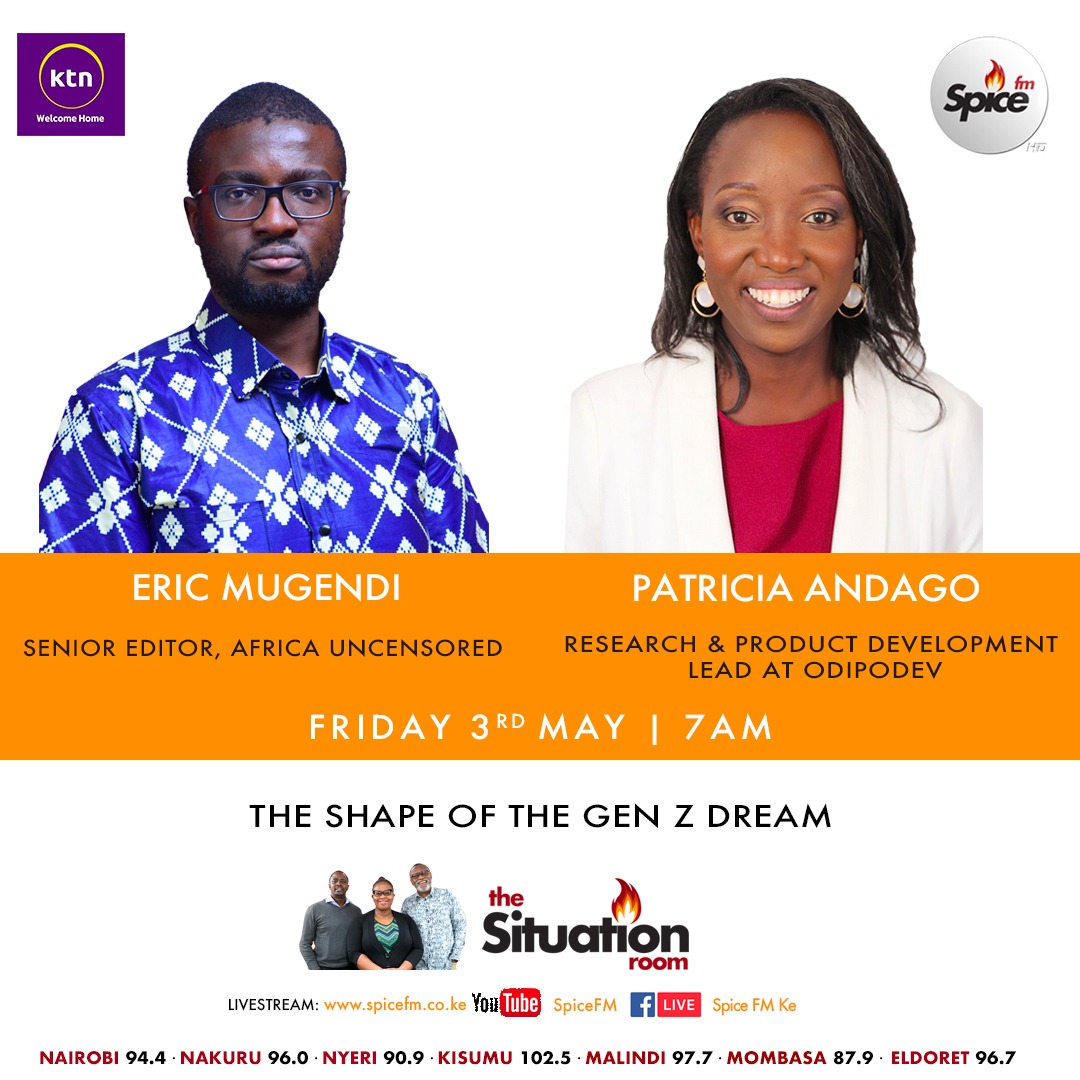 Our Senior Editor @mougendi is on @SpiceFMKE demystifying what the dream for Gen-Z looks like, based on a recent report done by @OdipoDev. Tune in: youtube.com/live/QaW32C7Cc…