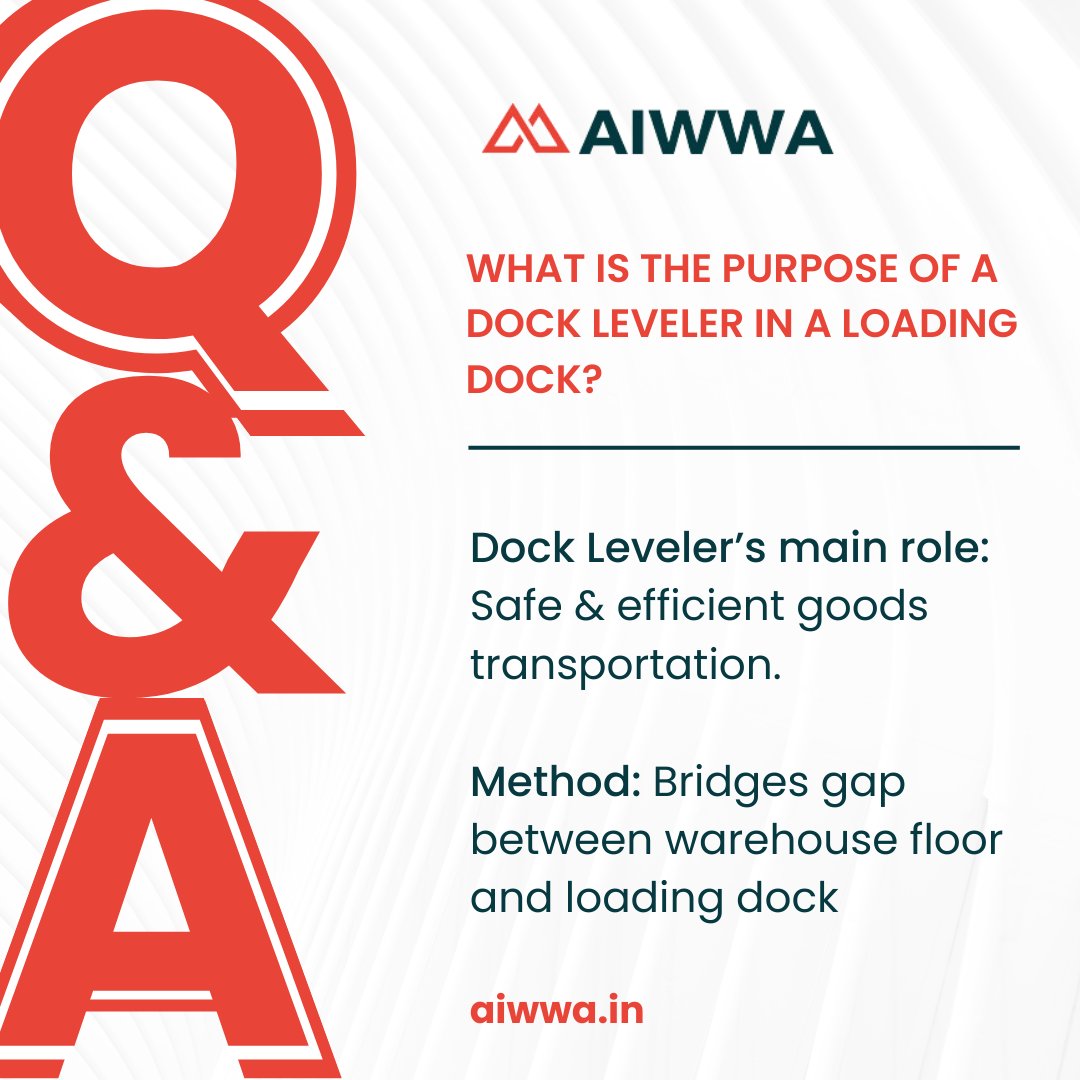A dock leveler is a piece of equipment used in warehouses, distribution centers, and loading docks to bridge the gap between a truck or trailer and the loading dock, allowing forklifts and other vehicles to move goods in and out smoothly.

#aiwwa #hyphenscs #WarehousingSolutions