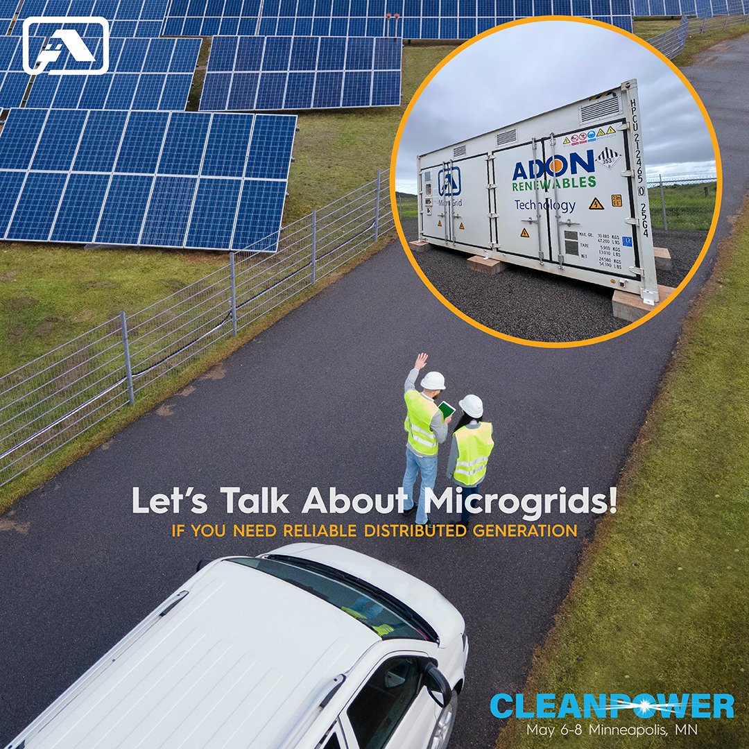 Adon Renewables speaks microgrid fluently! With our expertise in delivering and deploying reliable and effective microgrids, we're leading the charge toward a sustainable energy future. zurl.co/c6v8 
 
#CLEANPOWER2024 #AdonRenewables