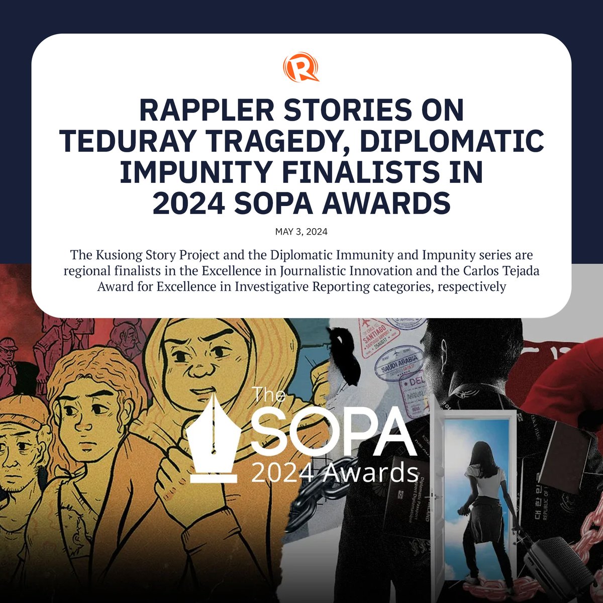 Rappler is a finalist in two categories in the 2024 Society of Publishers in Asia (SOPA) Awards for Editorial Excellence. #CourageON #TeamRappler

READ: trib.al/581btD5