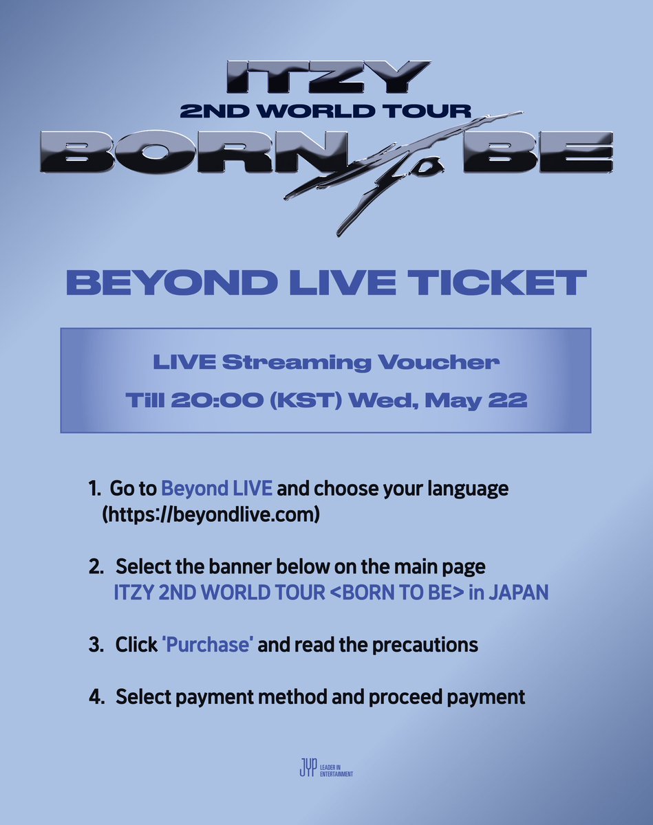 [ #BeyondLIVE ]
ITZY 2ND WORLD TOUR 〈BORN TO BE〉 in JAPAN

Beyond LIVE Ticket Open!
KOR / GLOBAL : bit.ly/3JKiX62

#ITZY #MIDZY @ITZYofficial
#ITZY_BORNTOBE 
#ITZY_WORLD_TOUR