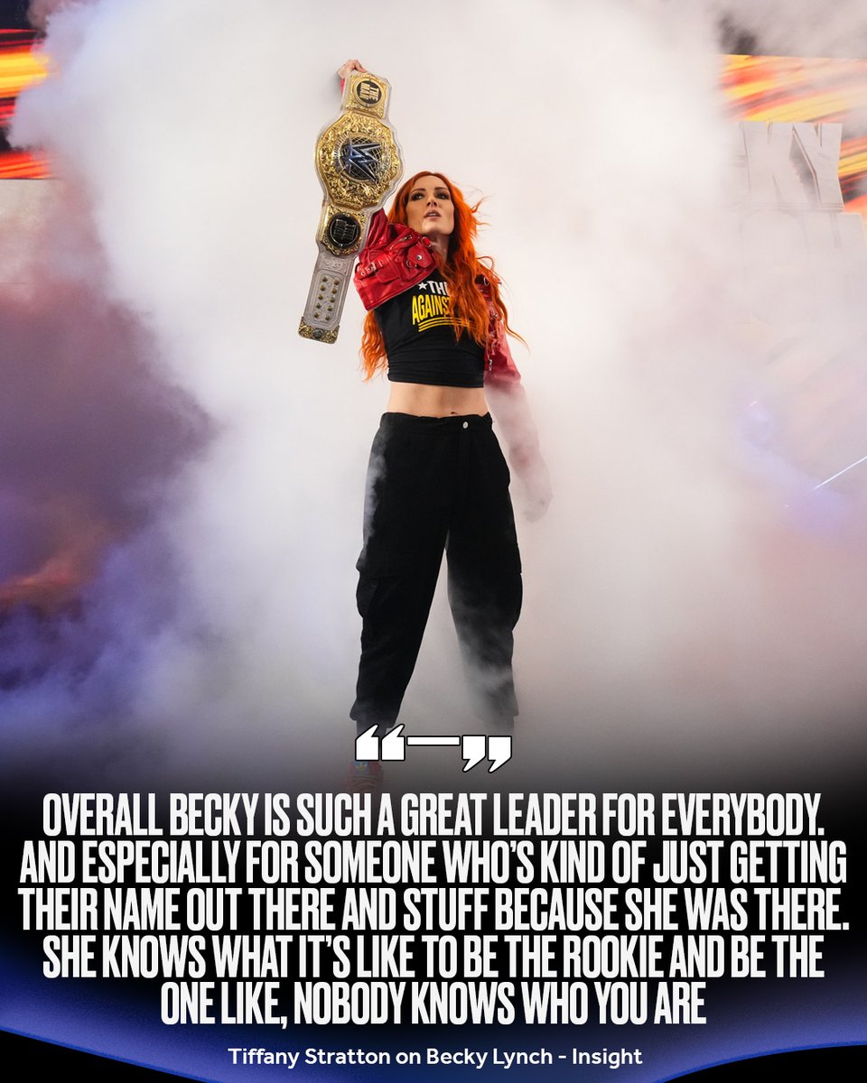Tiffany Stratton with words of praise for Becky Lynch's leadership 🙌 (via Insight with Chris Van Vliet)