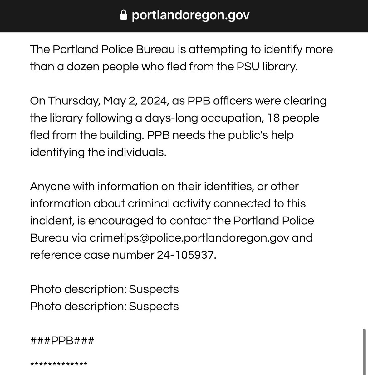 The Portland Police is asking for help in identifying 18 far-left extremists who were allowed to escape through the front of the @Portland_State library. The police are relying on journalists’ screenshots even though they did nothing as journalists were assaulted & robbed today.