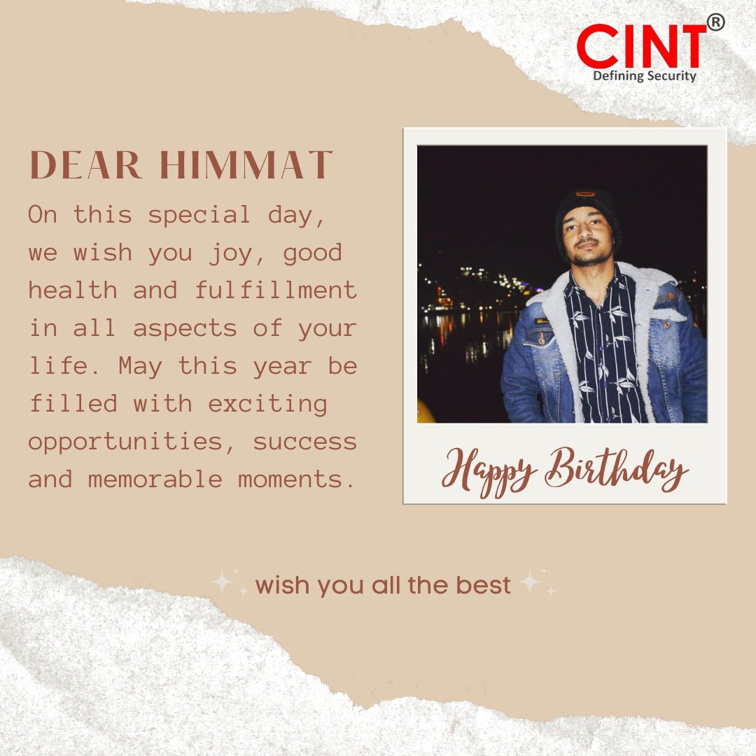 Dear Himmat!! On this special day, we wish you joy, good health and fulfillment in all aspects of your life. May this year be filled with exciting opportunities, success and memorable moments.
#happybirthday #happymoments #specialday #success #specialmoments