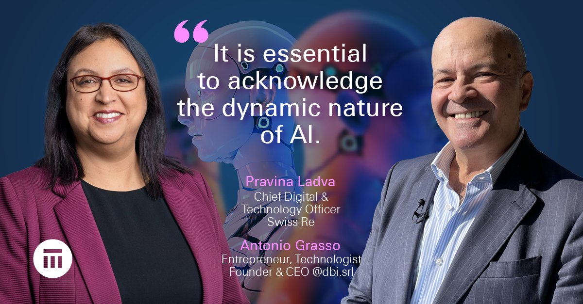 #AI is autonomous, adaptive, and has the potential to improve continuously as it processes more data. Learn from Swiss Re's Pravina Ladva and @antgrasso why grasping AIs constantly evolving nature is key to unlocking its potential: ow.ly/vlcx50RuU4G.