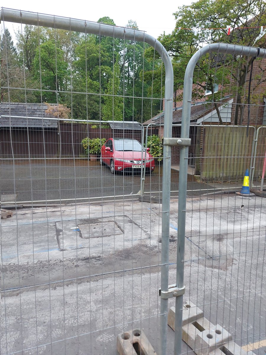 Roadworks on our road for 3 months replacing part of the sewers. Poor guy has been fenced in.