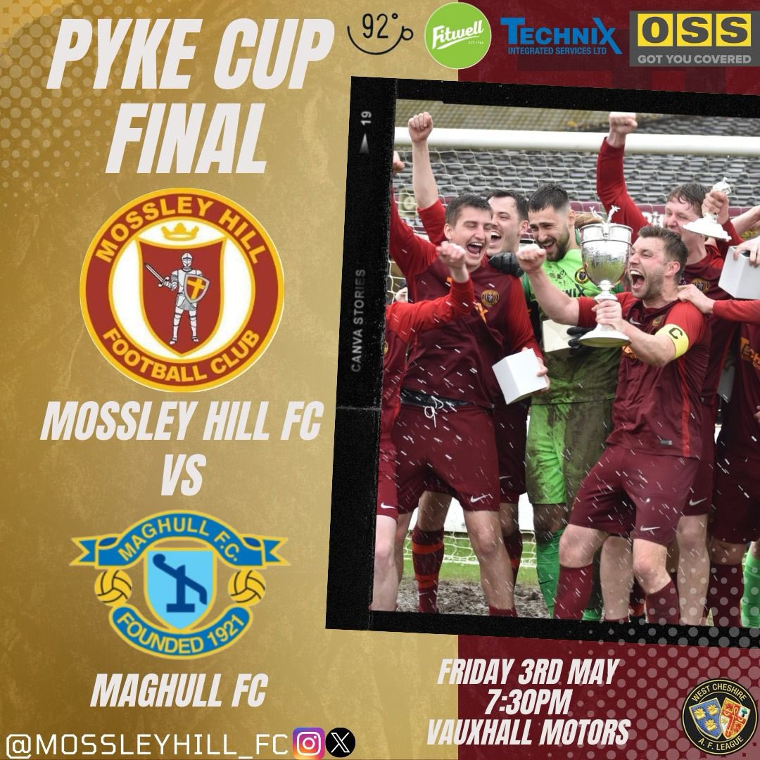 It’s Matchday and it’s the big one! Pyke Cup Final vs @maghullfc in a 7.30pm KO at Vauxhall Motors. Our lads needs your support! Let’s go fellas! #oneclub