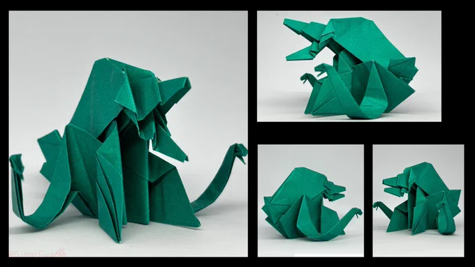 (再掲)『1枚の紙で折るビオランテ』正方形1枚ハサミ・のり不使用の折り紙です。せっかくの休みだけど、特にやることがない…そんな時、折り紙を作るのはいかがでしょう?#ゴジラ #Godzilla #折り紙 #折り紙作品(1/2) 