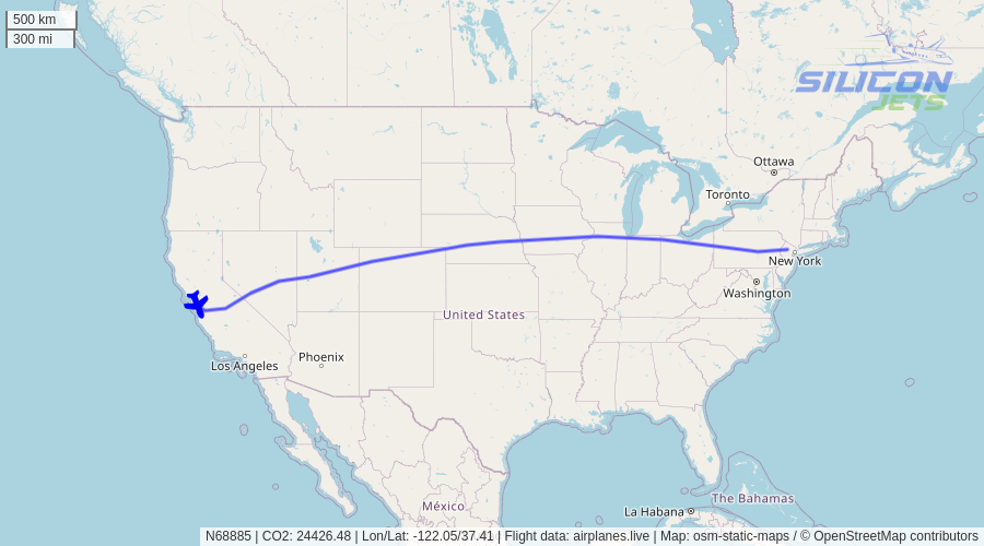 N68885 (#gulfstream G650ER reportedly used by #markzuckerberg) no longer detected in flight. Emissions est. 24426 kg #CO2 (compared to 1266 kg flying commercial). #CO2emissions