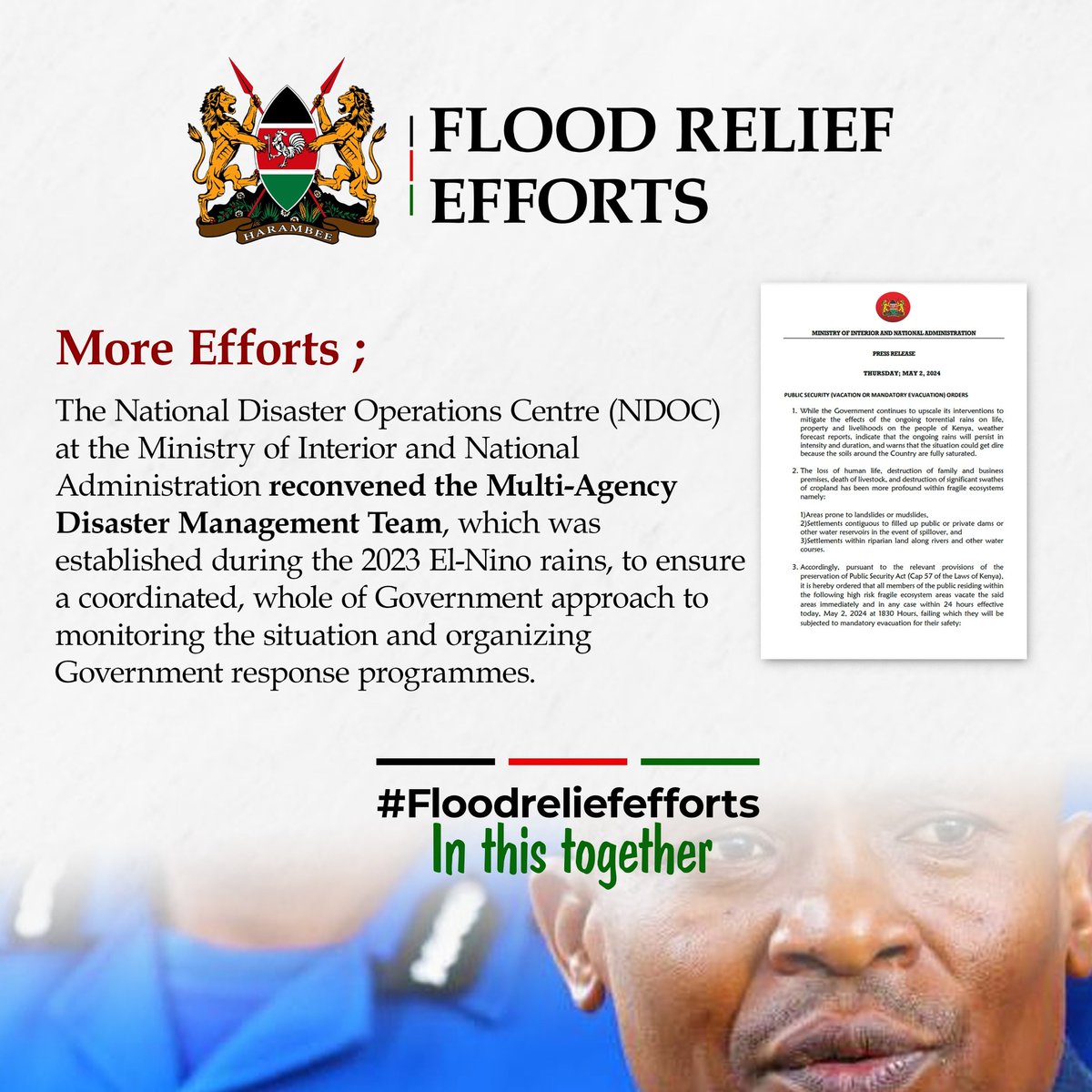 Government-led initiatives, in partnership with stakeholders, prioritize providing essential aid to citizens impacted by floods, mudslides, and landslides, ensuring their basic needs are met.#FloodReliefEfforts
In It Together