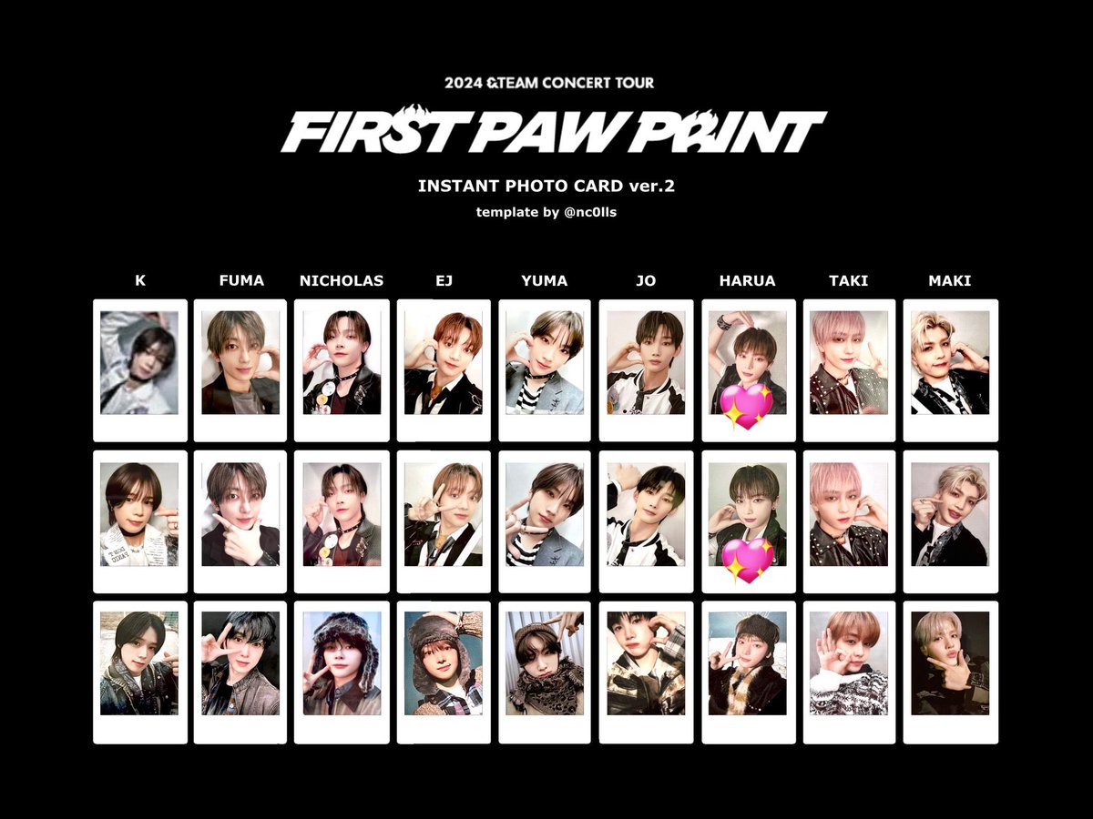&amp;TEAM FIRST PAW PRINT パウプリ インスタントフォト チェキ ver.2 交換

【 譲 】ケイ フウマ K FUMA

【 求 】ハルア HARUA(💖)

纏めての交換優先です。
5/7ショケ、5/12KCONにて手渡し
又は同日発送でお願いいたします。
お心当たりの方はリプ又はdm迄お待ちしております📧 #andTEAM_交換