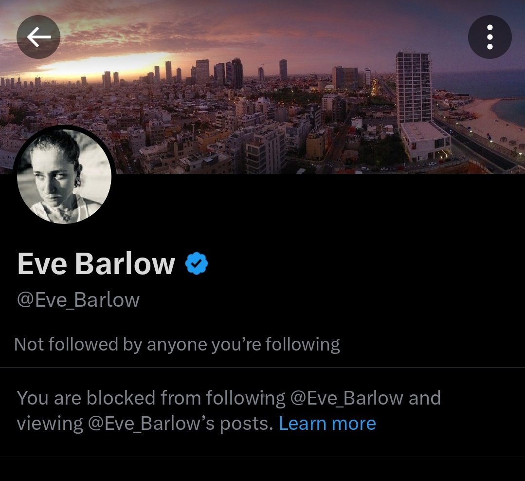 Hey @eve_barlow, you blocked me so I can't respond, (btw I have a job and I work my ass off), when you're done being a coward we can talk about the mental gymnastics Zionists are doing to cope with the fact that they've lost the support of an entire generation of young Americans…