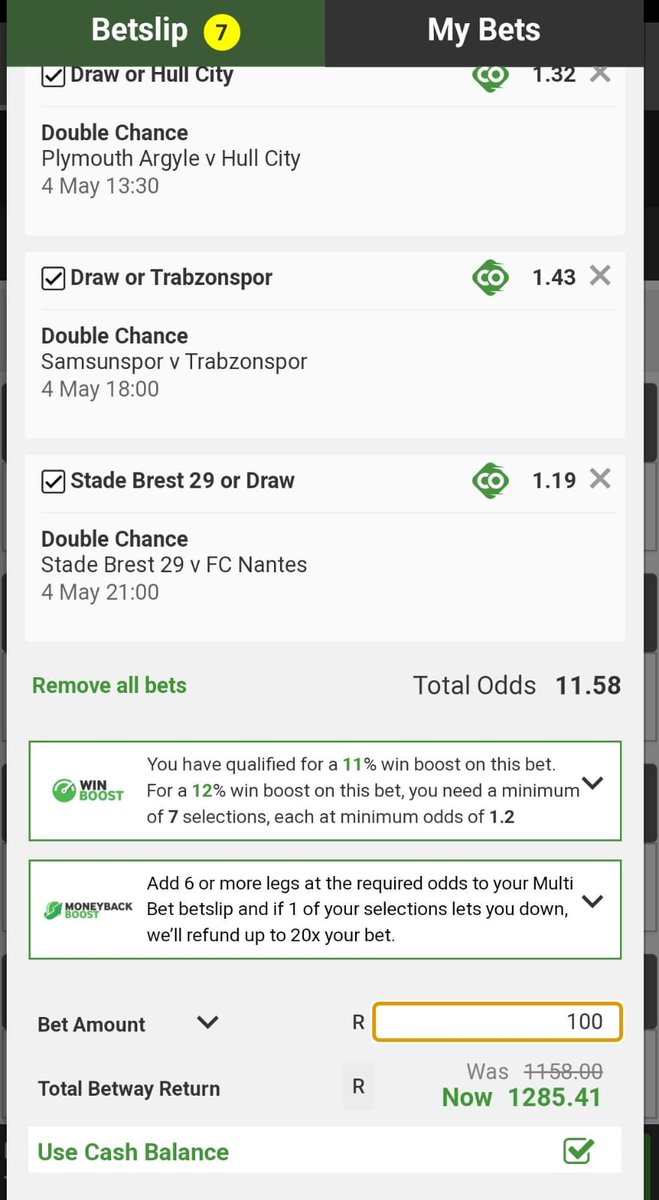 11 odds for Saturday have arrived
Booking code U1A14EEE4💚🔥

NB : bet responsibly my people💚