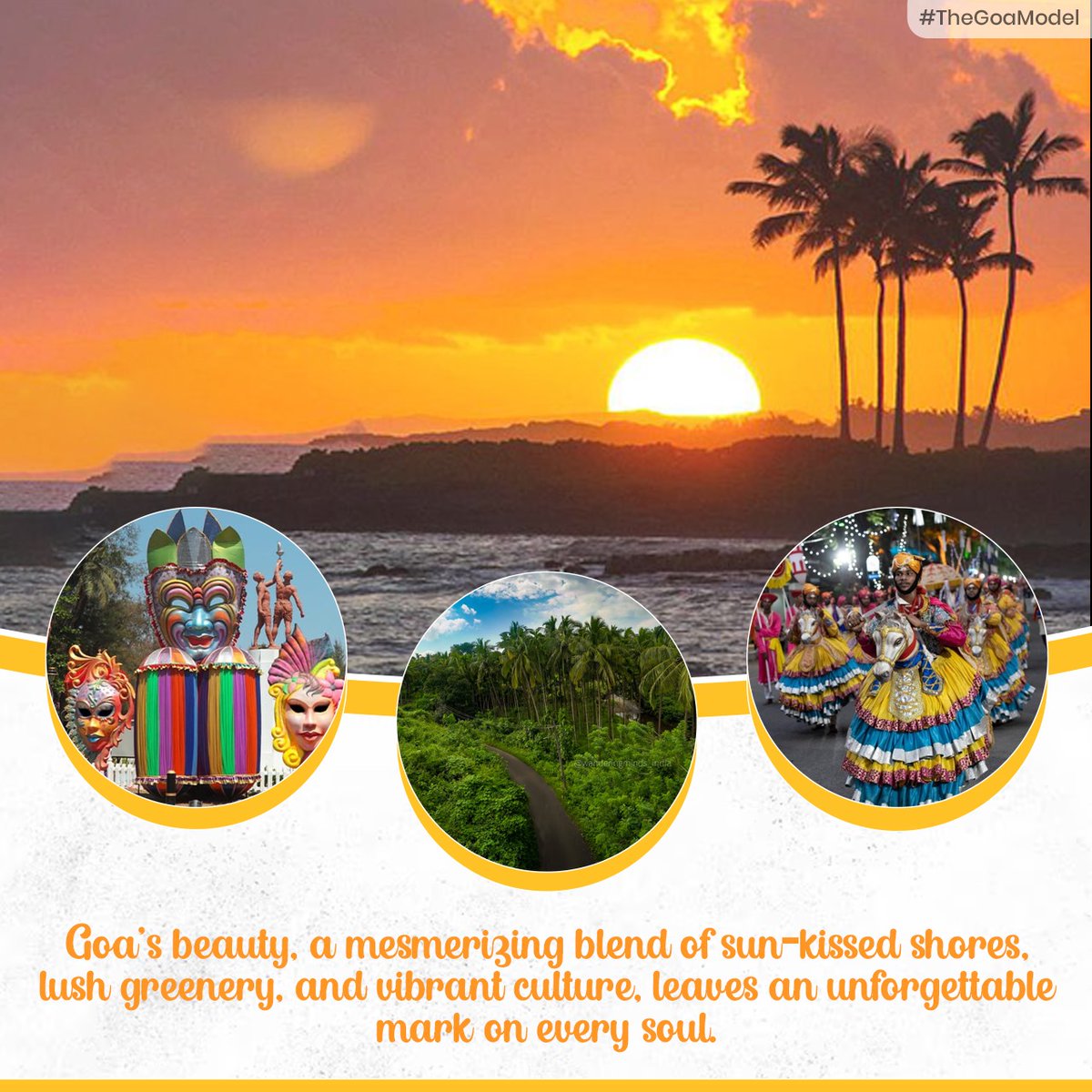 Goa's beauty, a mesmerizing blend of sun-kissed shores, lush greenery, and vibrant culture, leaves an unforgettable mark on every soul.
#TheGoaModel
#GoaBeauty  #LushGreenery #VibrantCulture #MesmerizingScenery #TropicalParadise #CoastalCharm #CulturalHeritage #SoulfulExperience