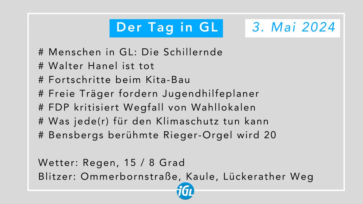 Guten Morgen, die frische Dosis lokaler Nachrichten für Bergisch Gladbach: in-gl.de/newsletter/wis…  #gl1 #bergischgladbach