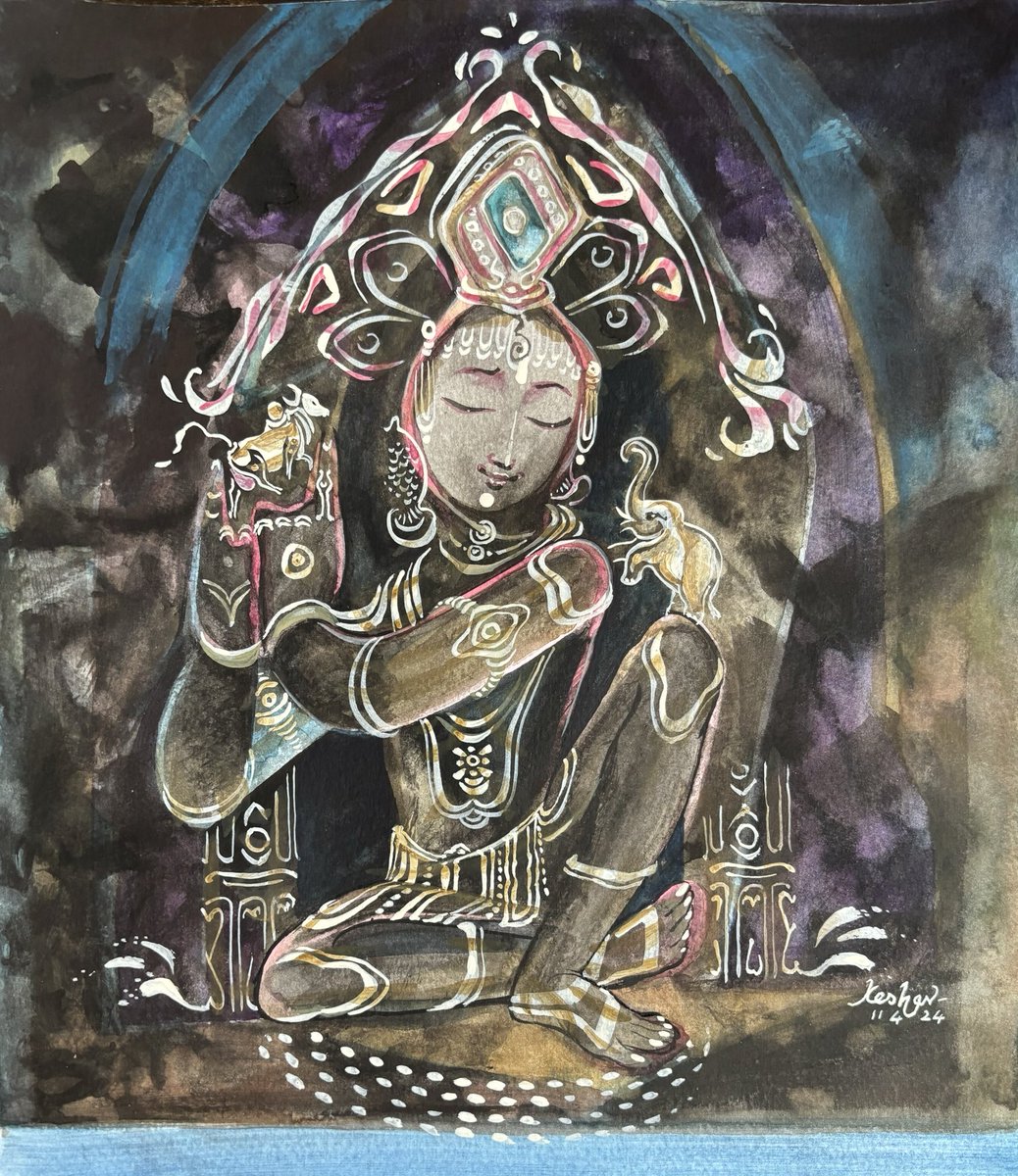 New forever #Ananya #bhakti #bhagavatham #watercolour #krishnafortoday