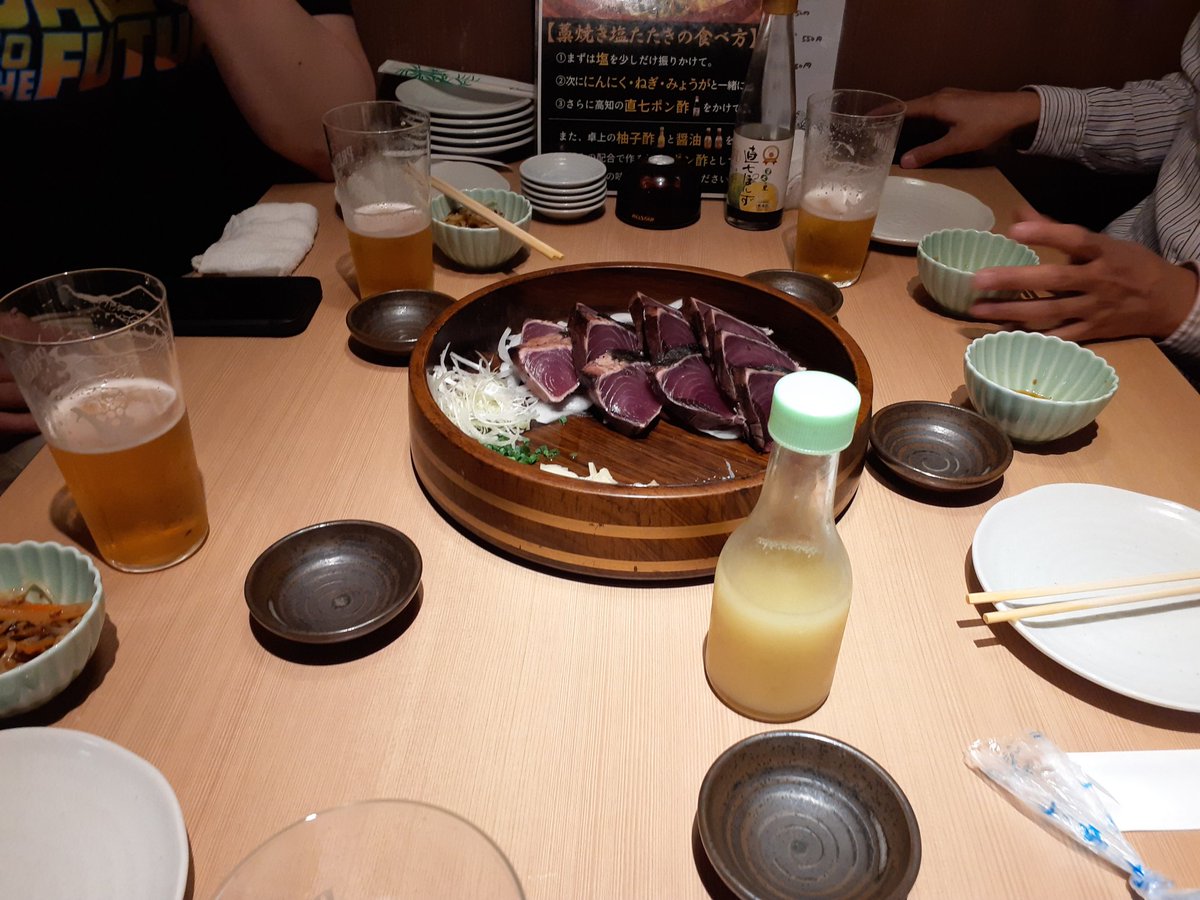 昨日は豊洲の後、浅草でもんじゃ焼きと焼きそばやってから友達みんなで四国料理をキメました